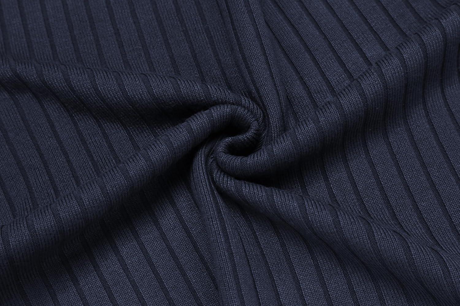 imageCOOFANDY Mens Crewneck Pullover Sweaters Business Casual Long Sleeve Slim Fit Sweater Chunky Cable Knit SweaterDark Bluenarrow Ribs