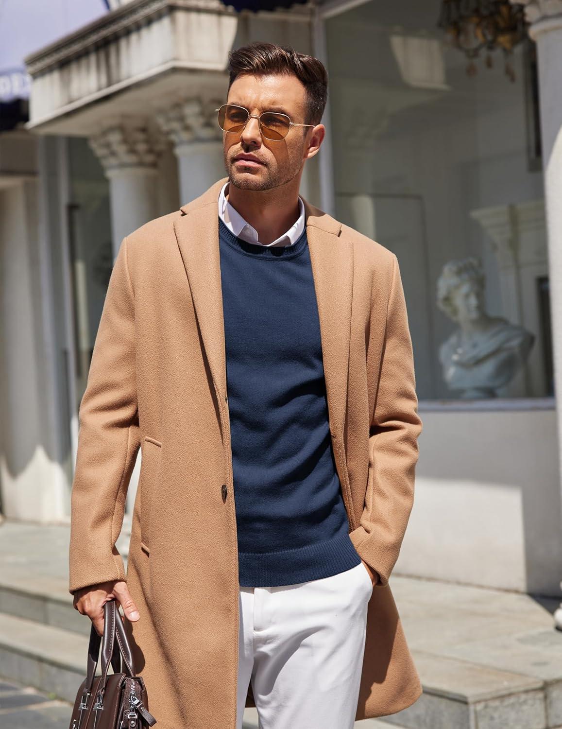 imageCOOFANDY Mens Crewneck Sweater Pullover Knit Sweater Lightweight Sweaters with Ribbing EdgeNavy Blue