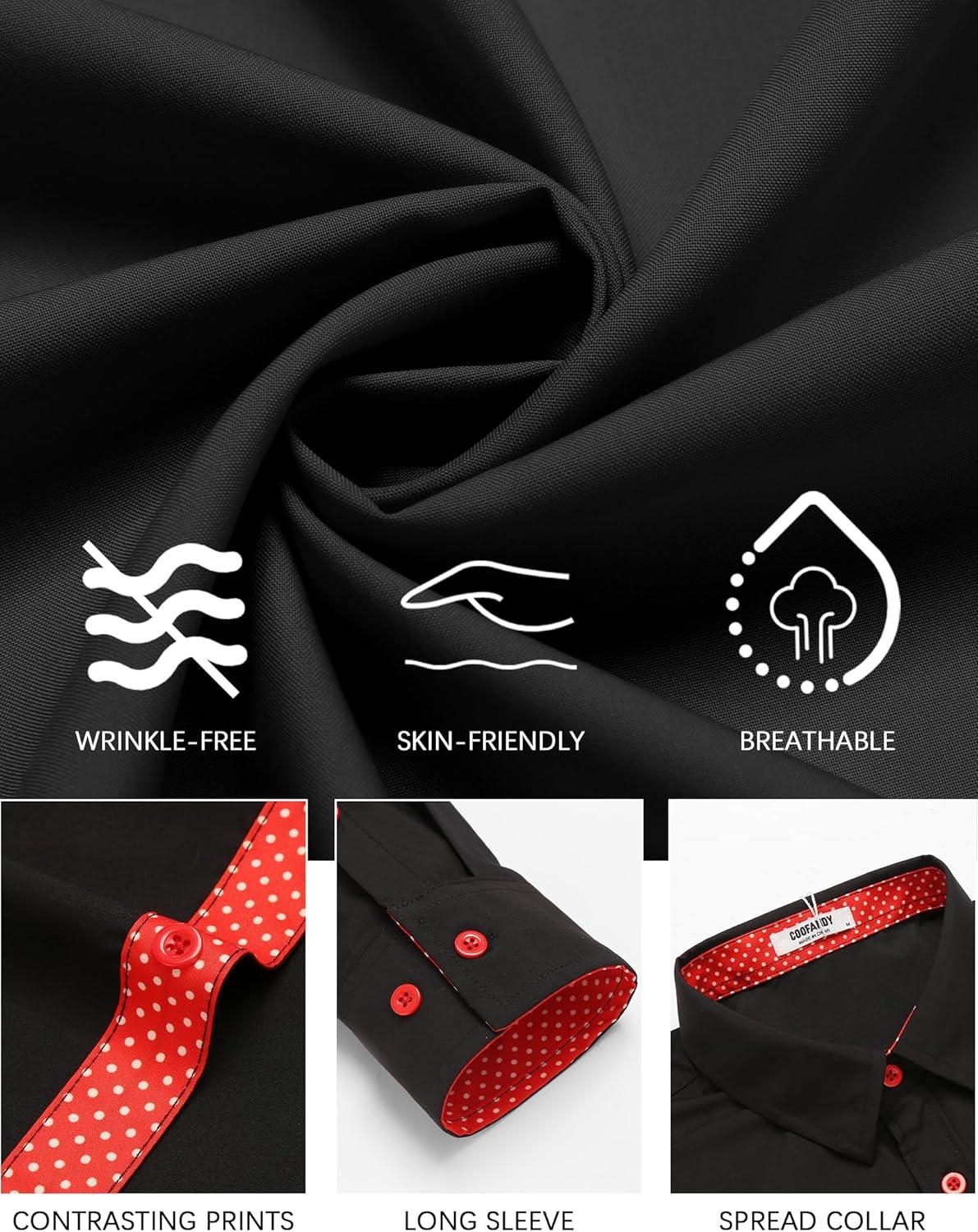 imageCOOFANDY Mens Dress Shirts Long Sleeve Button Down Shirts Untucked WrinkleFree Business Casual ShirtsBlack