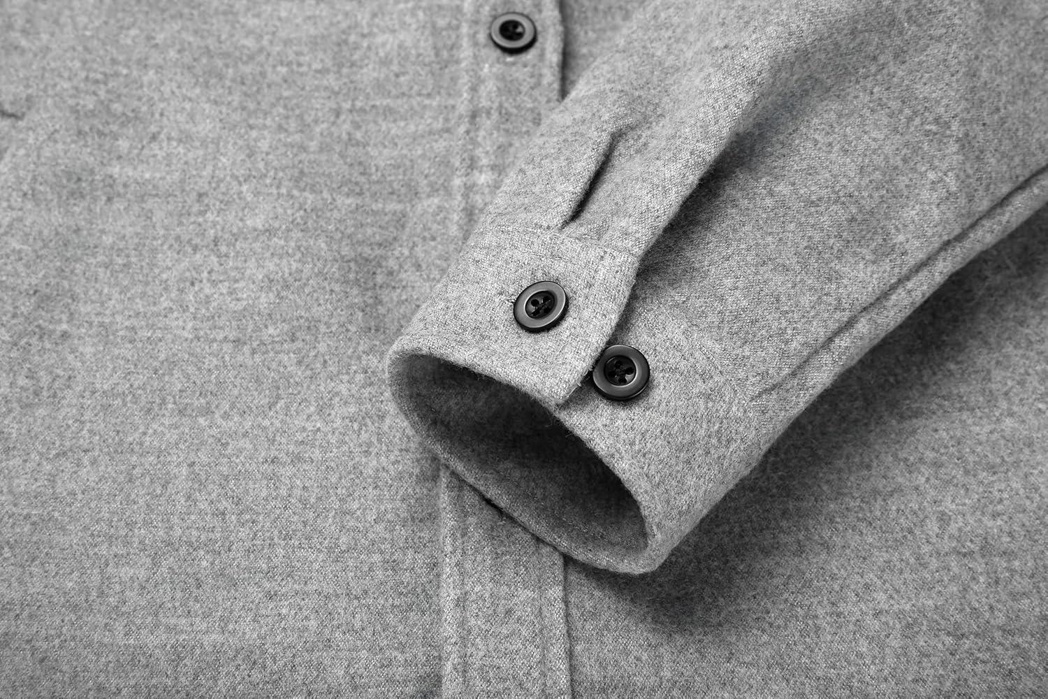 imageCOOFANDY Mens Flannel Jacket Plaid Shirt Jackets Fleece Shacket Long Sleeve Button Down Fall Thick Warm OutwearPure Grey