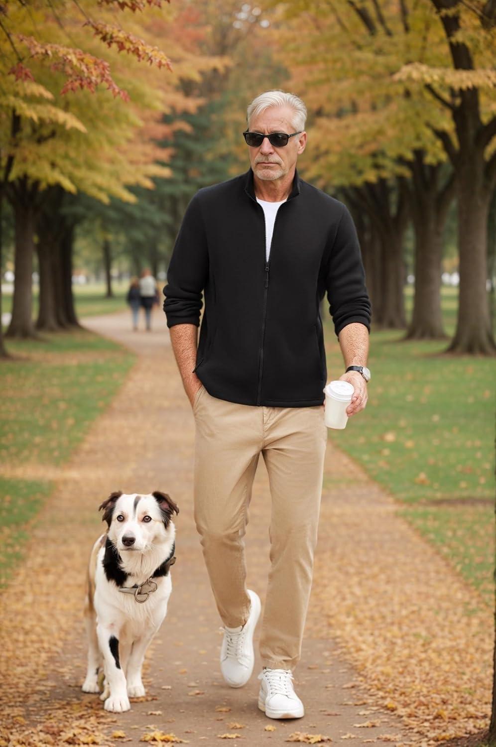 imageCOOFANDY Mens Fleece Jacket Zip Up Lightweight Sweater Jackets Casual Warm with Pockets for Home Office HikingBlack