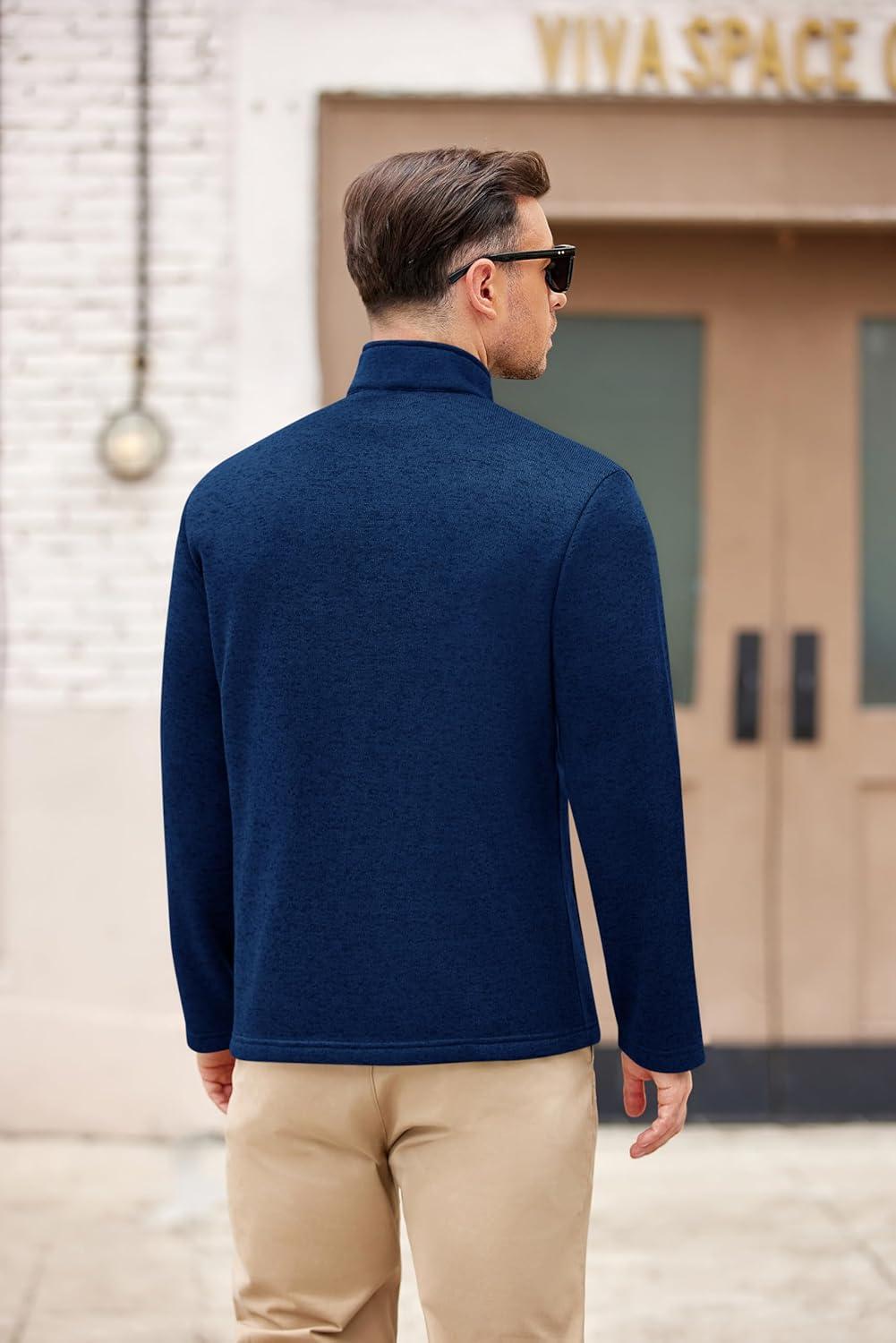 imageCOOFANDY Mens Fleece Jacket Zip Up Lightweight Sweater Jackets Casual Warm with Pockets for Home Office HikingBlue