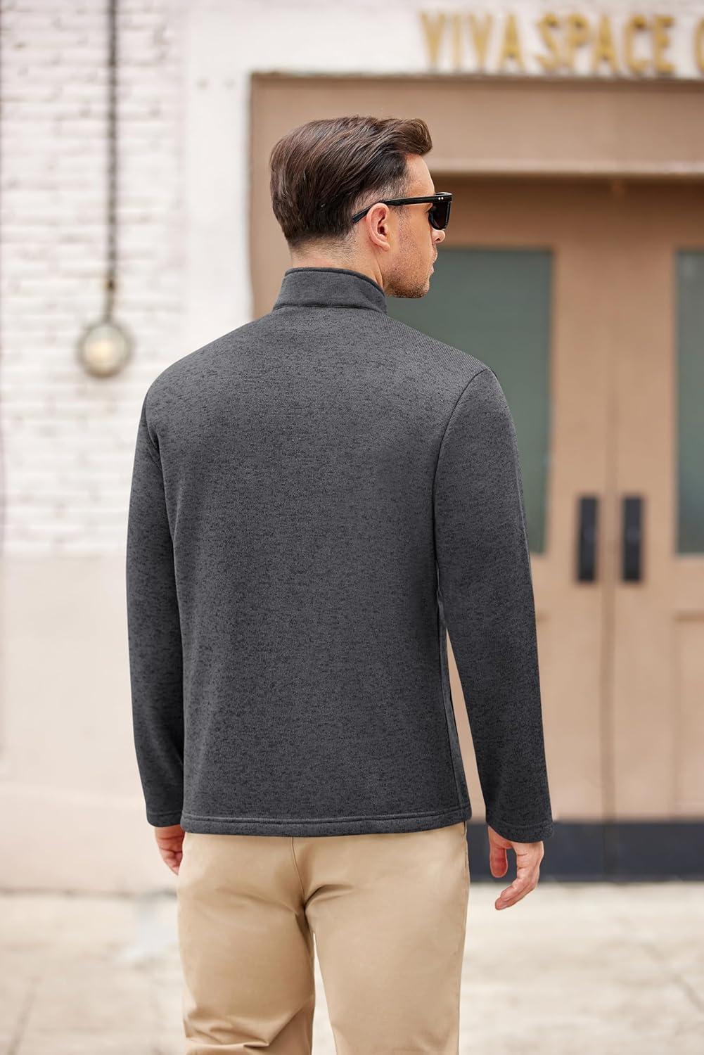 imageCOOFANDY Mens Fleece Jacket Zip Up Lightweight Sweater Jackets Casual Warm with Pockets for Home Office HikingDark Gray