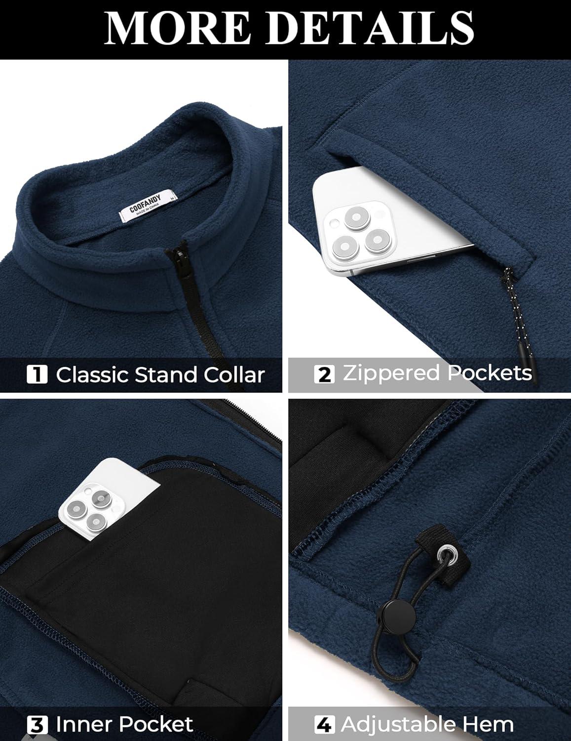 imageCOOFANDY Mens Fleece Jackets Full Zip Raglan Long Sleeve Lightweight Casual Outdoor Warm Jacket Coat with PocketsNavy Blue