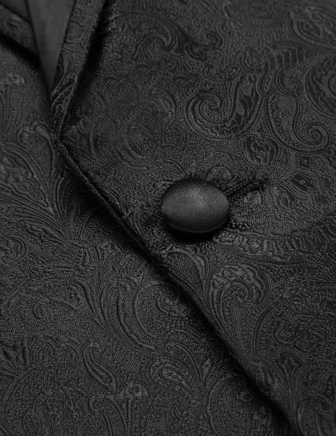 imageCOOFANDY Mens Floral Tuxedo Suit Jacket Slim Fit Dinner Jacket Party Prom Wedding Blazer JacketsBlack Paisley Pattern Jacquard