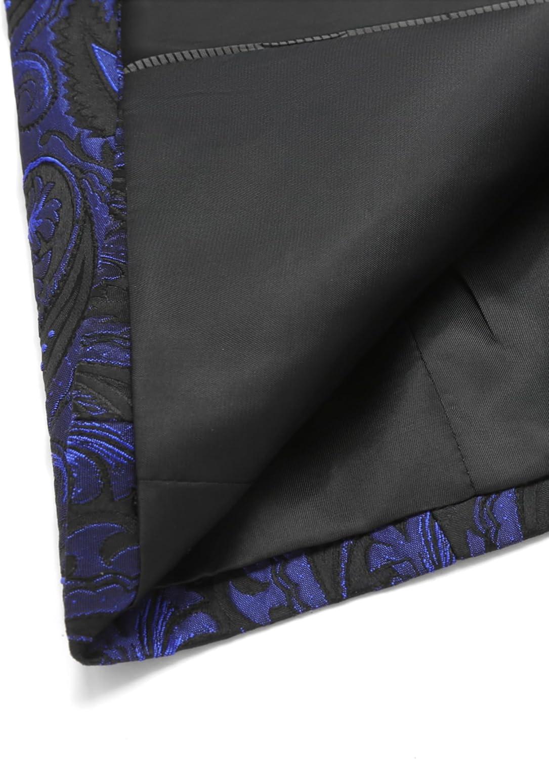 imageCOOFANDY Mens Floral Tuxedo Suit Jacket Slim Fit Dinner Jacket Party Prom Wedding Blazer JacketsBlue Paisley