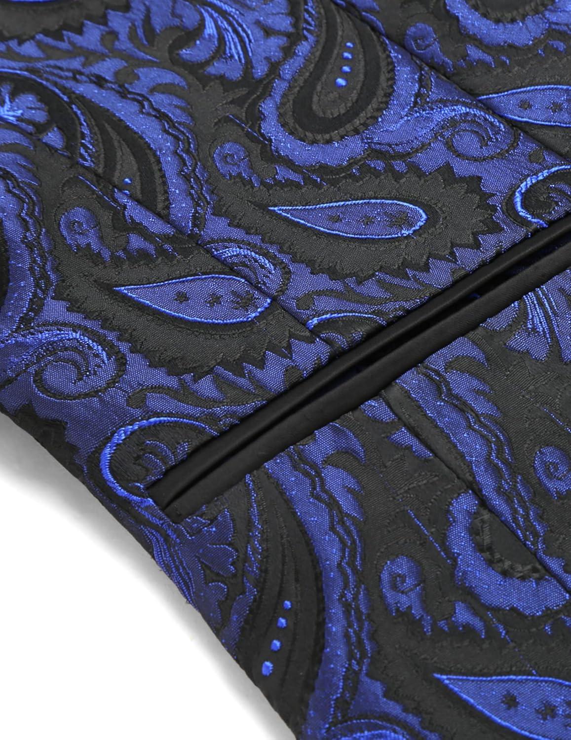 imageCOOFANDY Mens Floral Tuxedo Suit Jacket Slim Fit Dinner Jacket Party Prom Wedding Blazer JacketsBlue Paisley