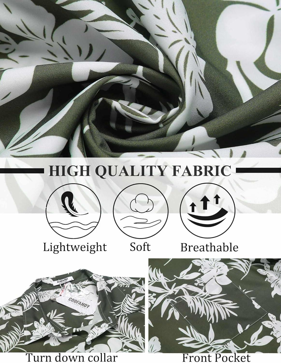 imageCOOFANDY Mens Hawaiian Shirt Short Sleeve Button Down Shirts Tropical Summer Beach Shirts Casual Floral Aloha ShirtsGreen Floral