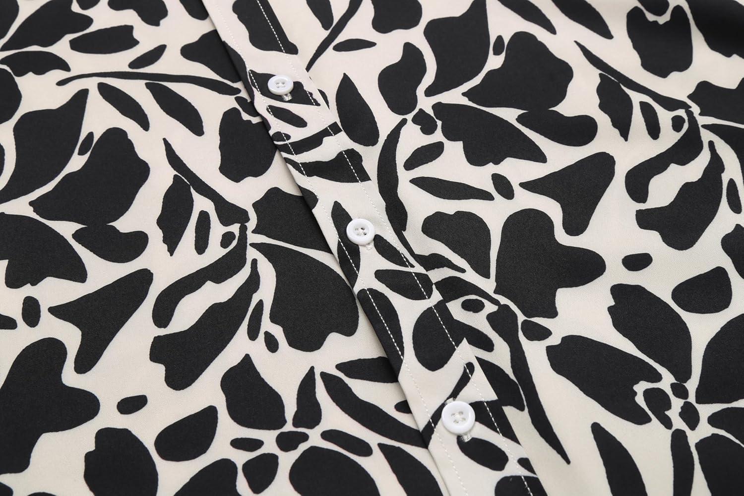 imageCOOFANDY Mens Hawaiian Shirts Short Sleeve Button Down Aloha Shirt Casual Beach ClothesBeige Black Flower