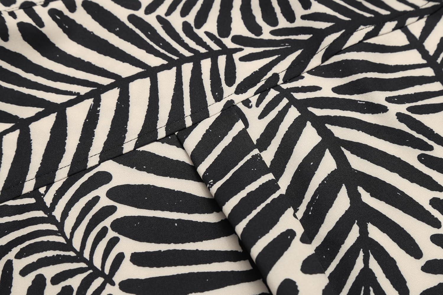 imageCOOFANDY Mens Hawaiian Shirts Short Sleeve Button Down Aloha Shirt Casual Beach ClothesBeige Black Leaves