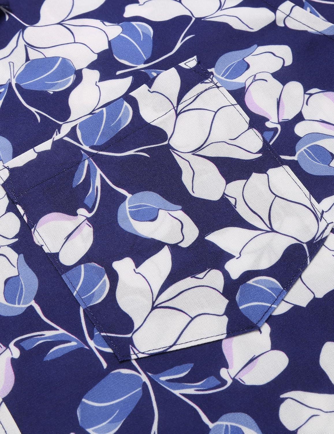 imageCOOFANDY Mens Hawaiian Shirts Short Sleeve Casual Button Down Tropical Beach ShirtB Navy Blue White Floral