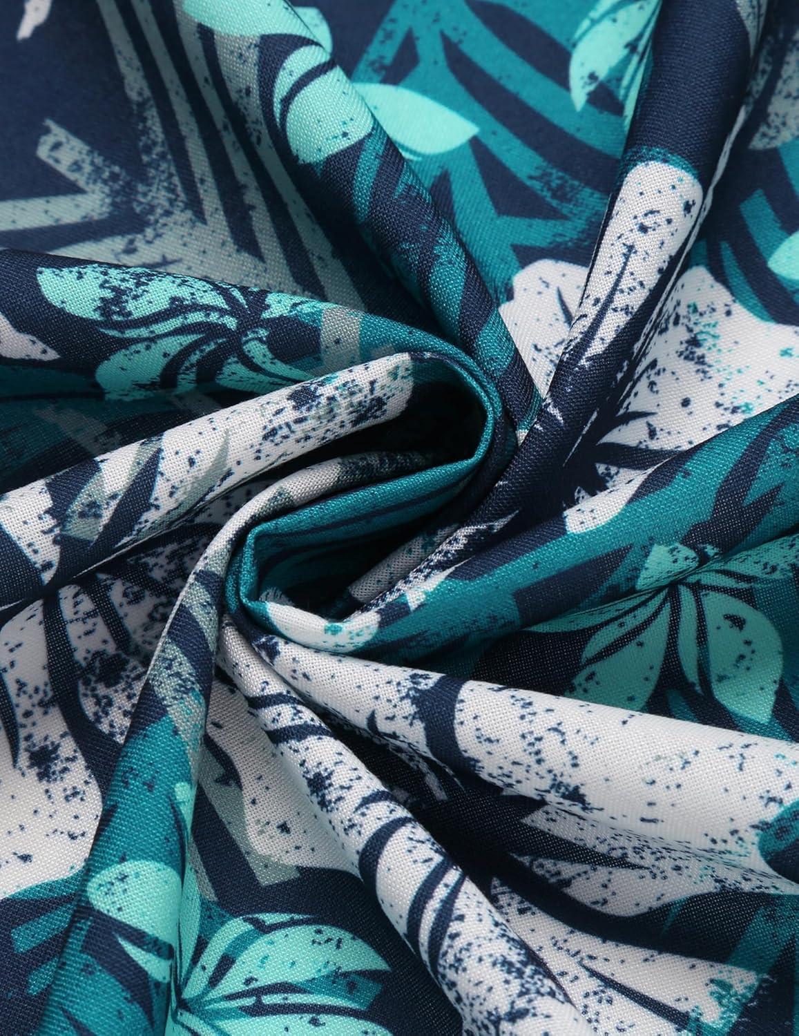 imageCOOFANDY Mens Hawaiian Shirts Short Sleeve Casual Button Down Tropical Beach ShirtGreen White Floral
