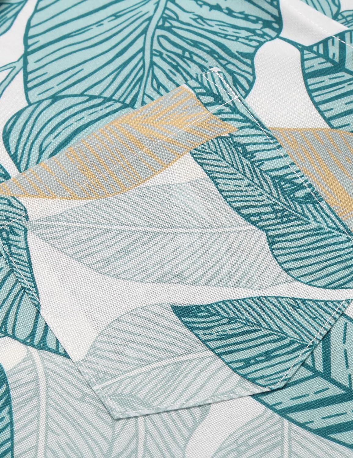 imageCOOFANDY Mens Hawaiian Shirts Short Sleeve Casual Button Down Tropical Beach ShirtGreen Yellow Leaf