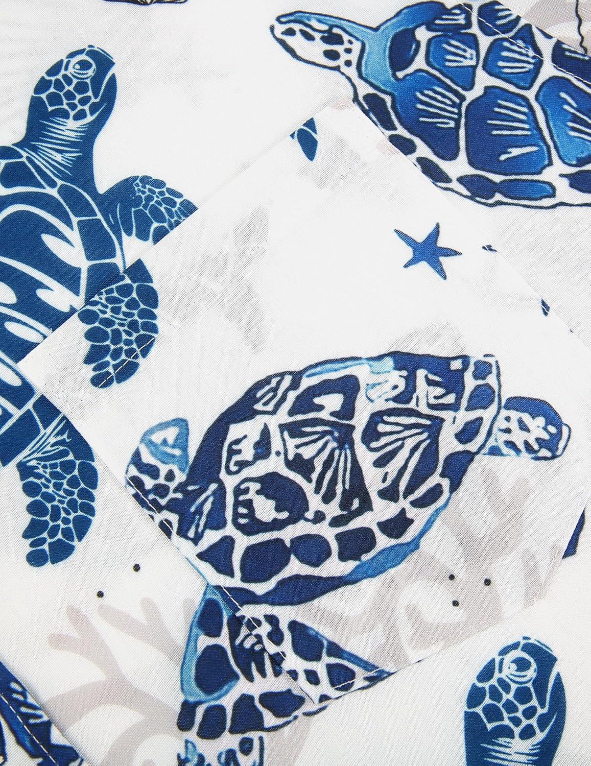 imageCOOFANDY Mens Hawaiian Shirts Short Sleeve Casual Button Down Tropical Beach ShirtWhite Sea Turtles