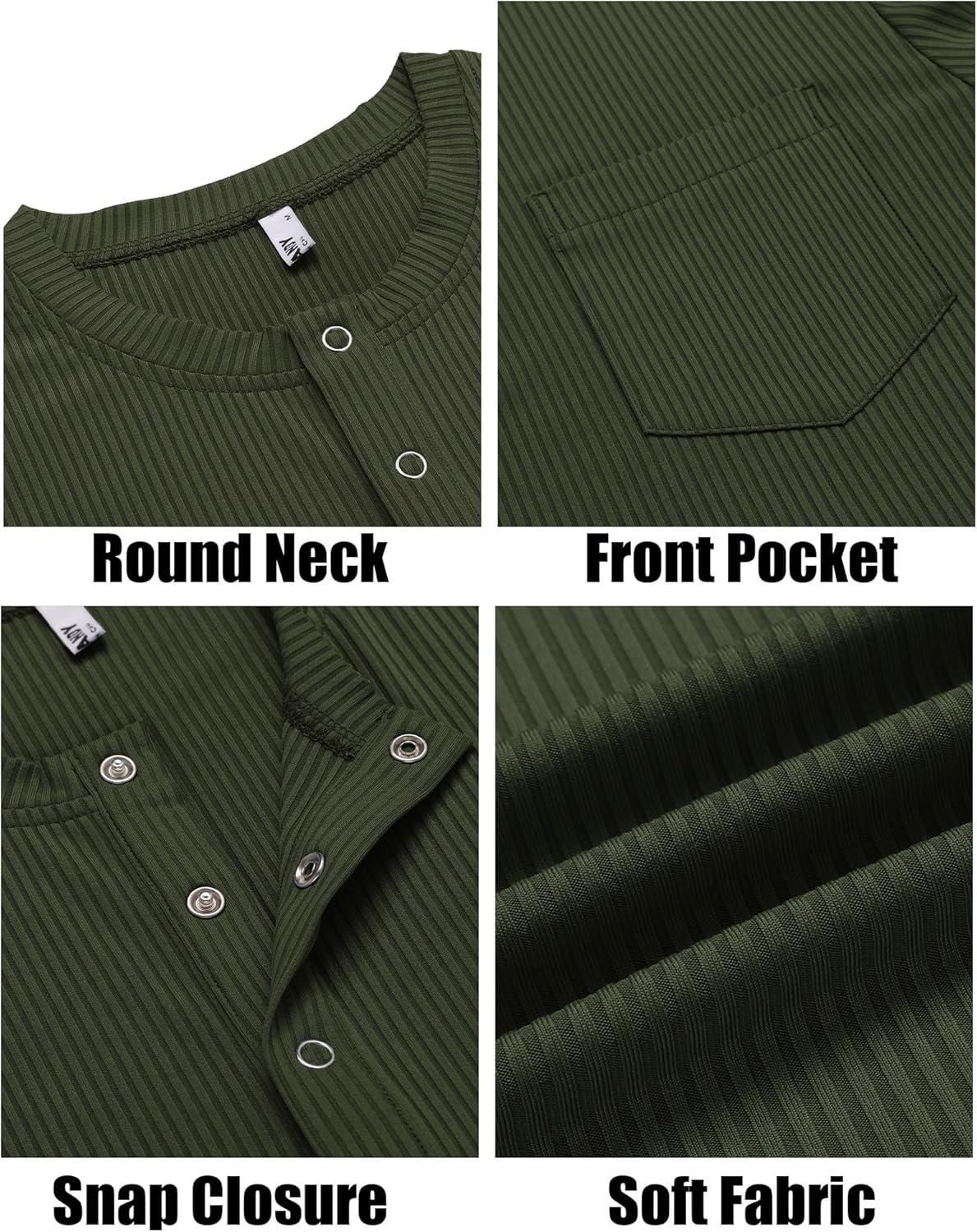 imageCOOFANDY Mens Henley Shirts Short Sleeve Tshirt Basic Button Tees Summer Ribbed Pocket T Shirt Casual Stretch TopsArmy Green