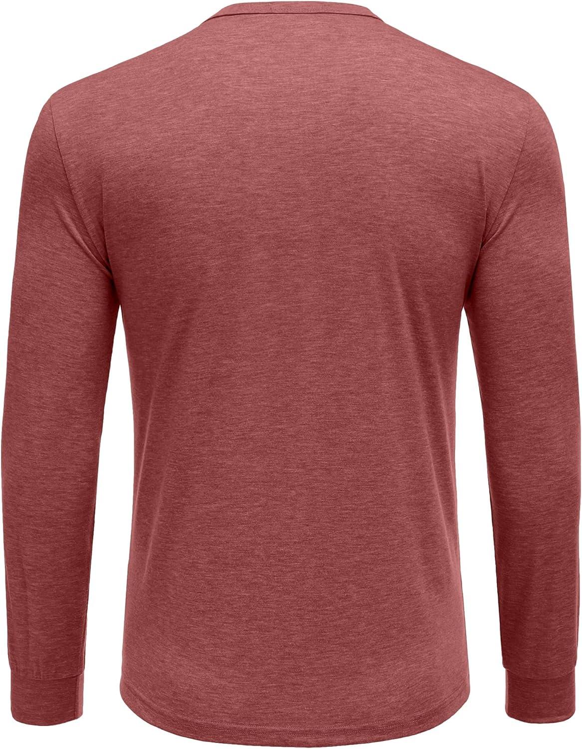 imageCOOFANDY Mens Henley TShirt Long Sleeve Casual Lightweight Pullover Shirts Soft Stretch Basic Tees Fall TopsRed