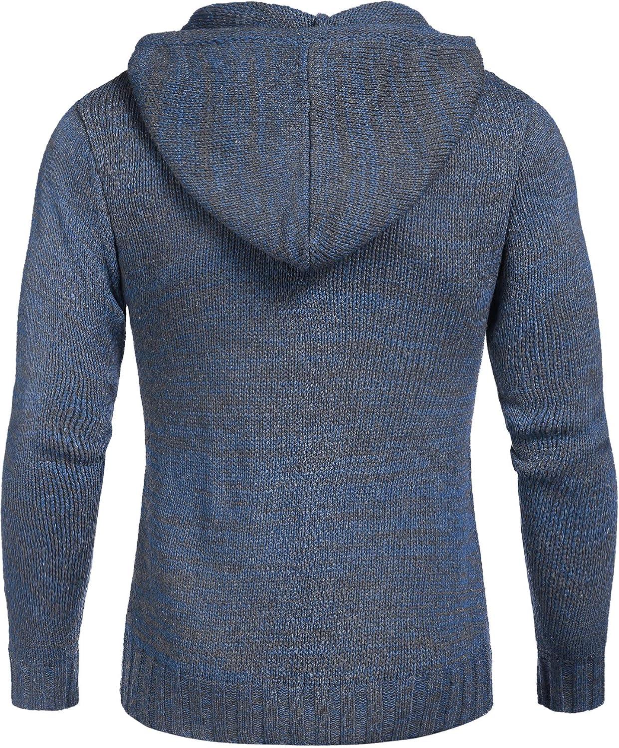 imageCOOFANDY Mens Knitted Hoodies Pullover Casual Long Sleeve Turtleneck SweatersBlue