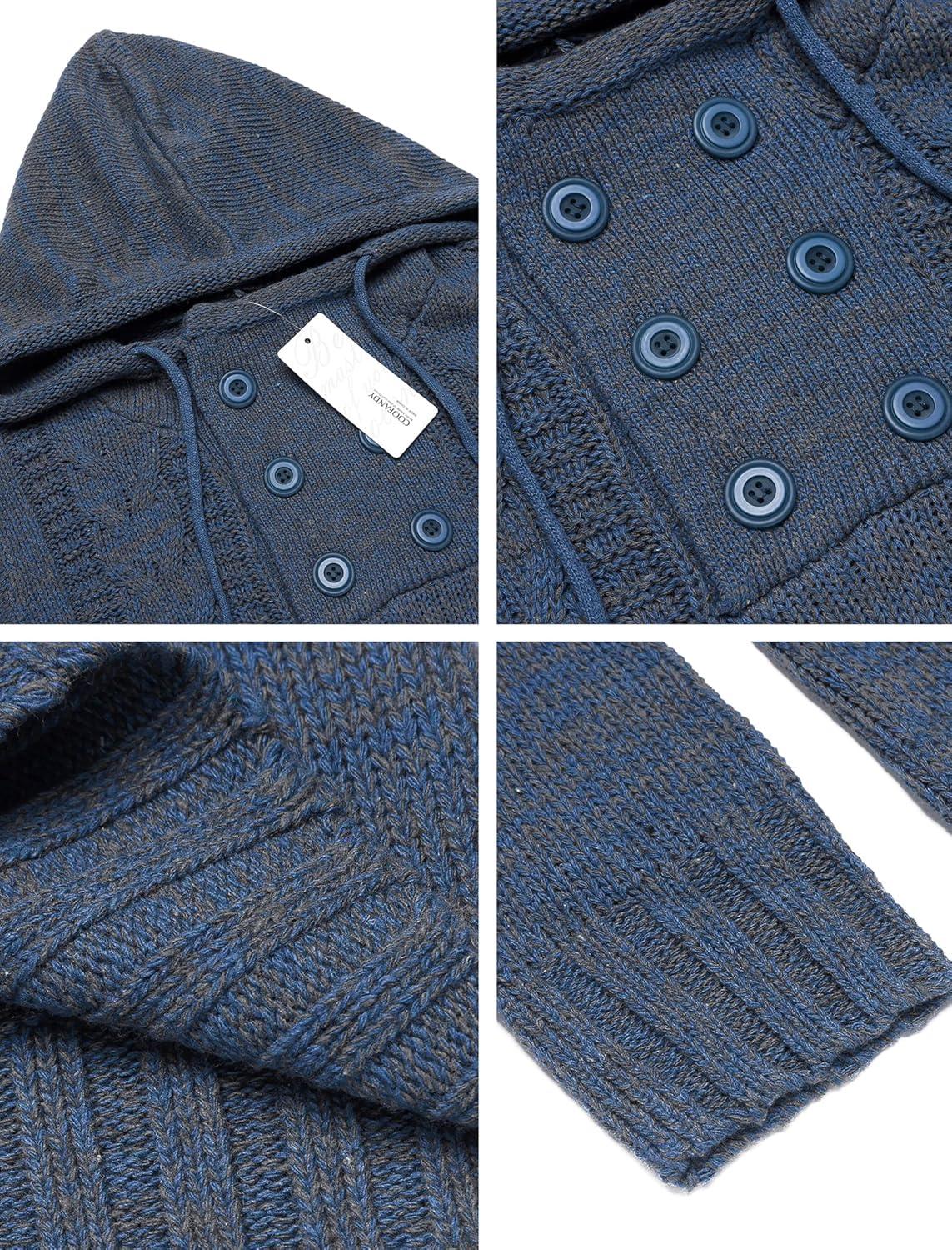 imageCOOFANDY Mens Knitted Hoodies Pullover Casual Long Sleeve Turtleneck SweatersBlue