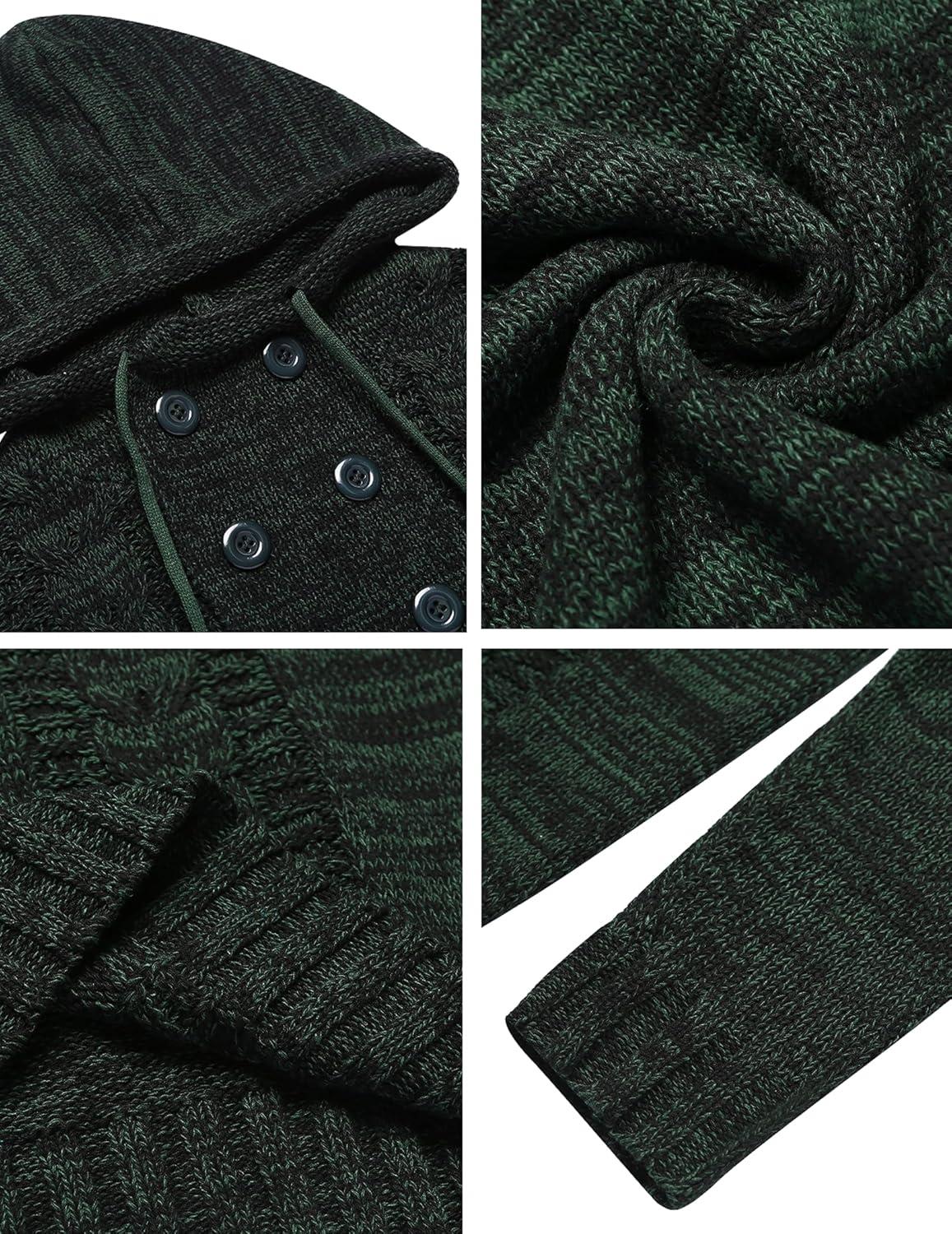 imageCOOFANDY Mens Knitted Hoodies Pullover Casual Long Sleeve Turtleneck SweatersDeep Green