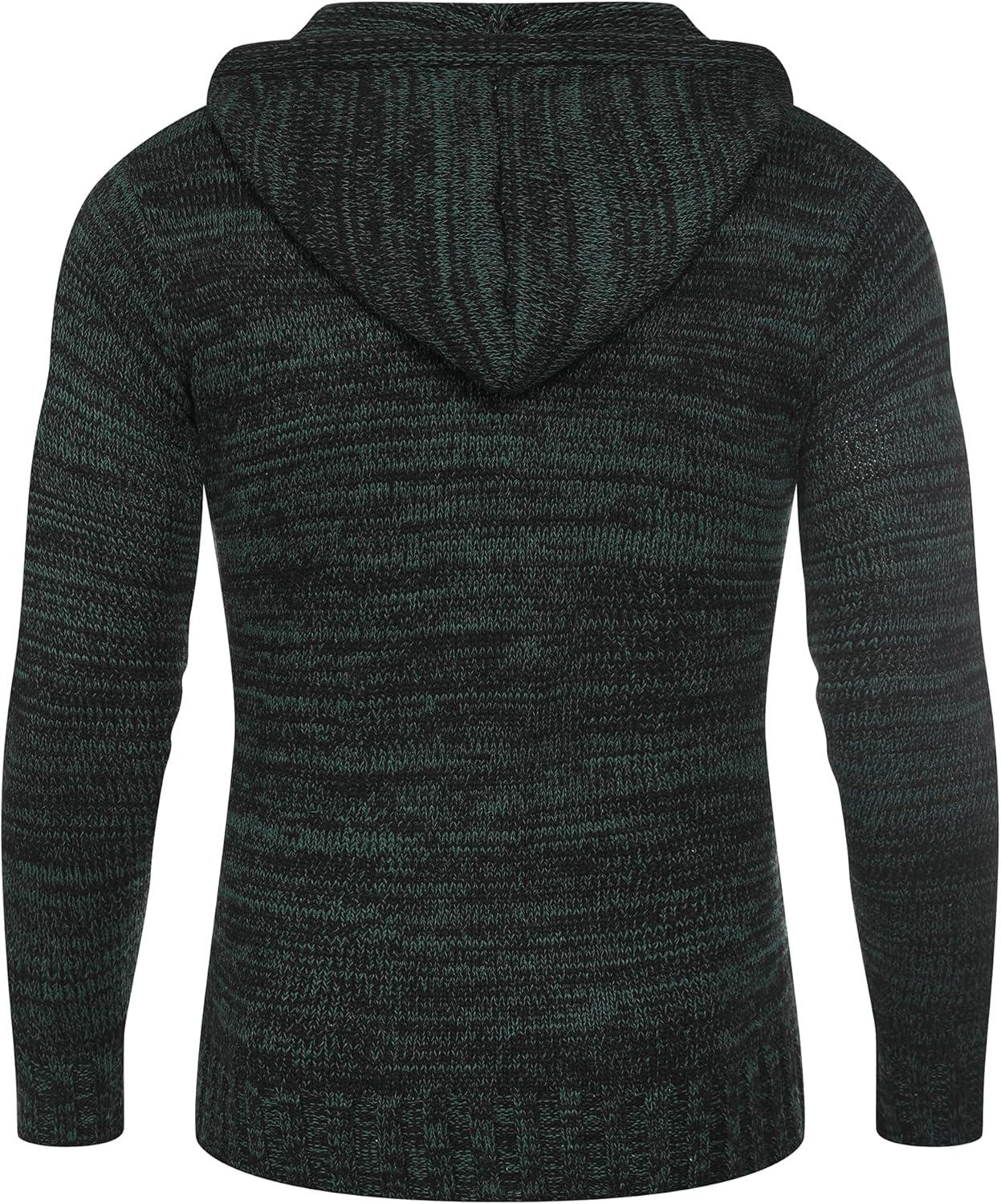 imageCOOFANDY Mens Knitted Hoodies Pullover Casual Long Sleeve Turtleneck SweatersDeep Green