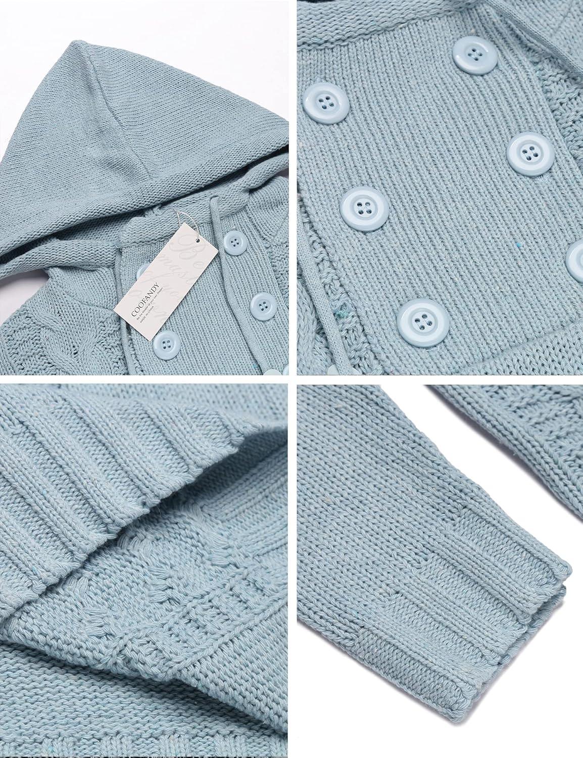 imageCOOFANDY Mens Knitted Hoodies Pullover Casual Long Sleeve Turtleneck SweatersSky Blue