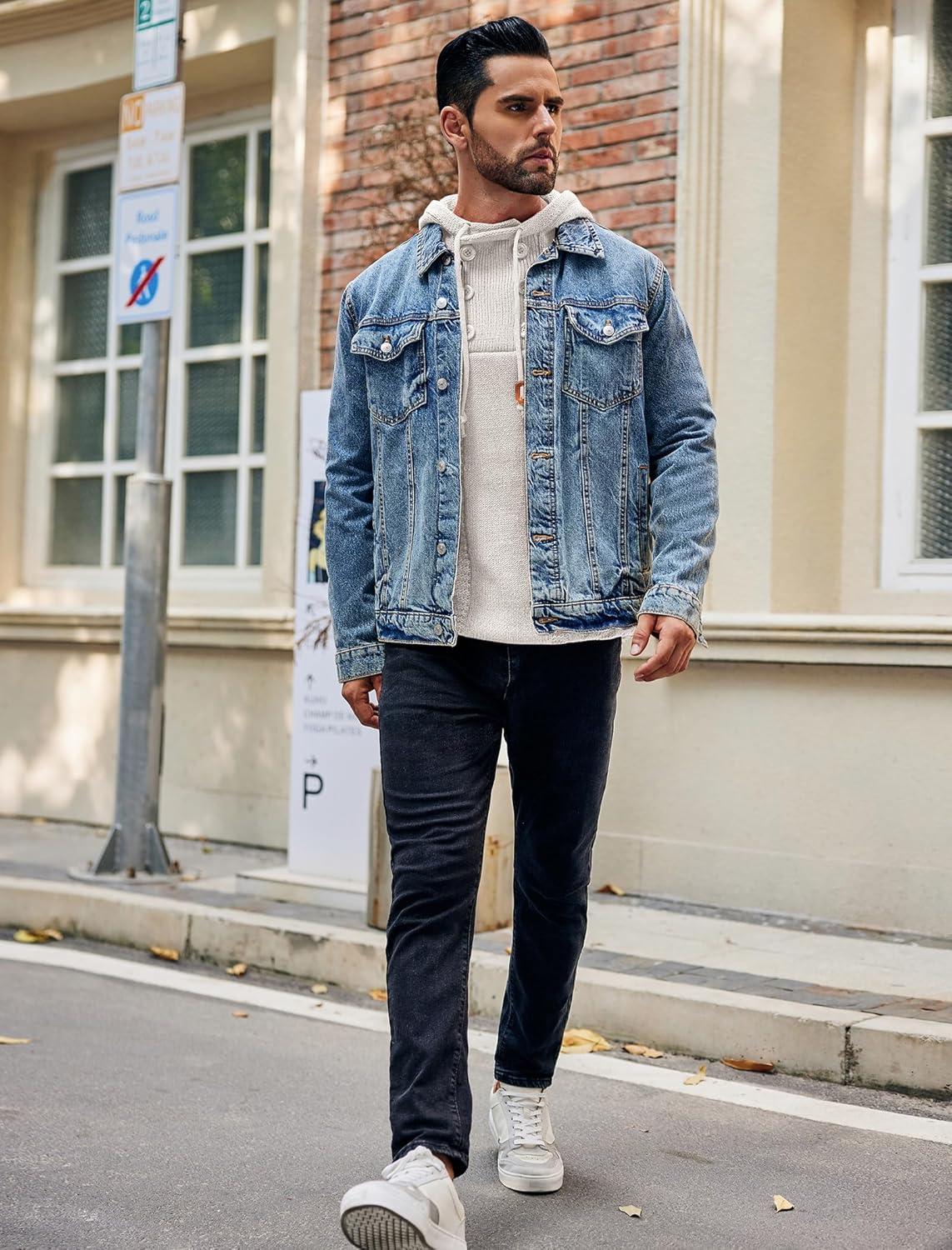 imageCOOFANDY Mens Knitted Hoodies Pullover Casual Long Sleeve Turtleneck SweatersWhite