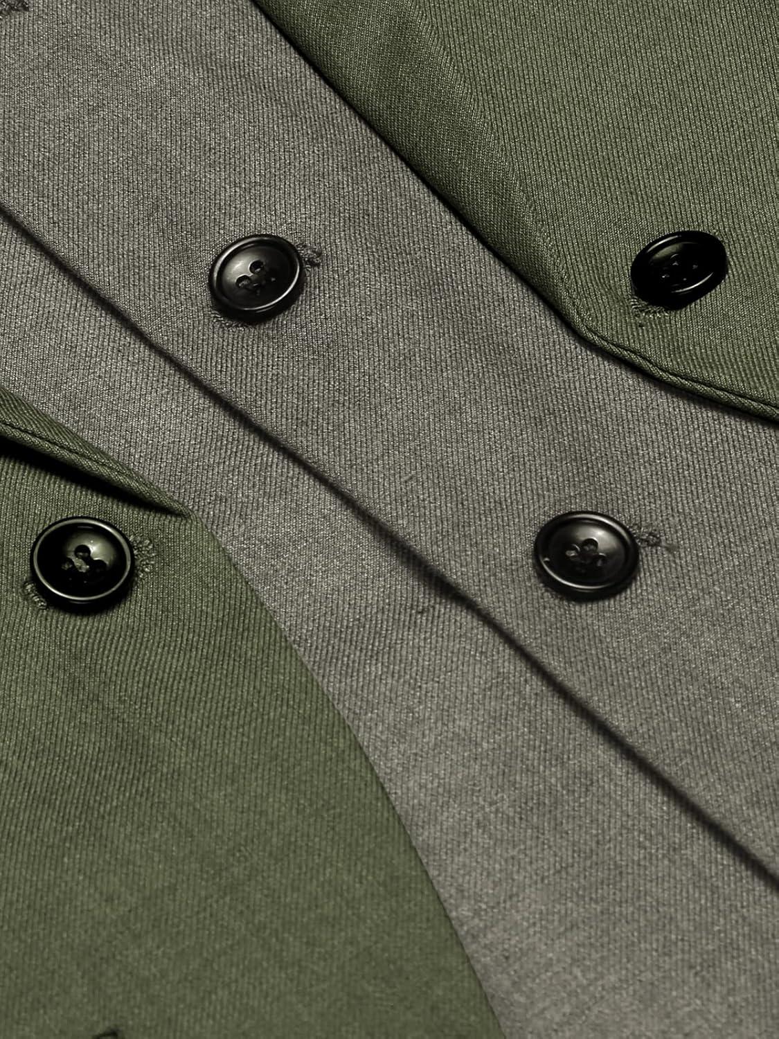 imageCOOFANDY Mens Layered Suit Vest Business Dress Vests Formal Wedding Waistcoat Slim FitArmy Green