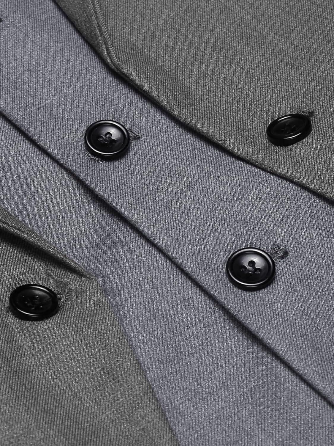 imageCOOFANDY Mens Layered Suit Vest Business Dress Vests Formal Wedding Waistcoat Slim FitDark Gray