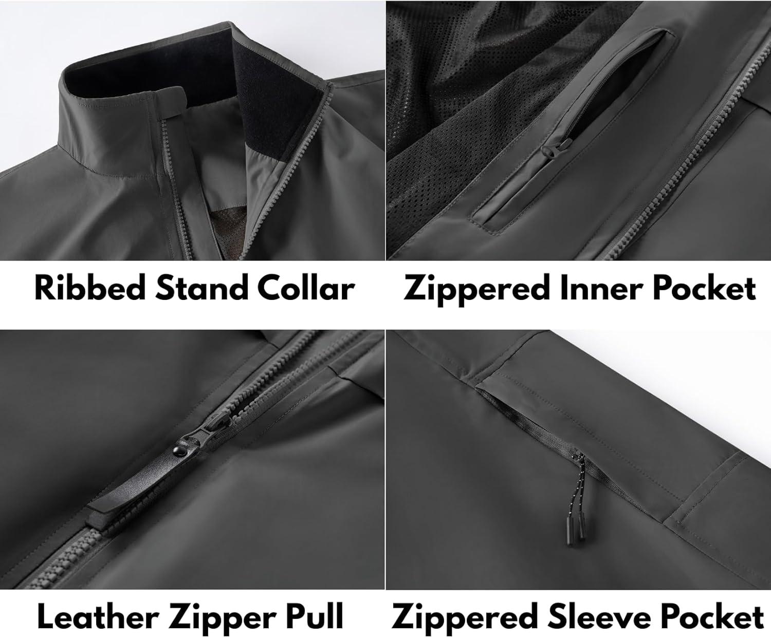 imageCOOFANDY Mens Lightweight Bomber Jackets Stand Collar Windbreaker Softshell Jacket Zip Up Coat for Fall OutdoorDark Gray