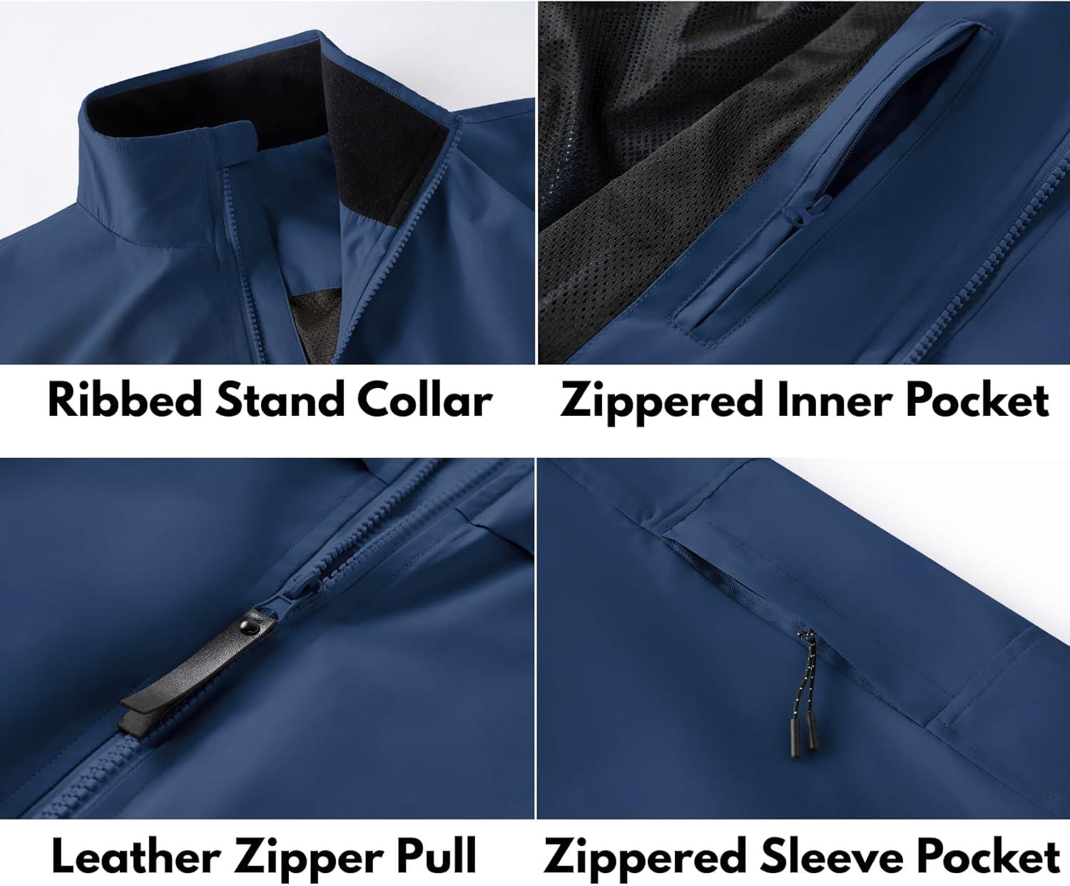 imageCOOFANDY Mens Lightweight Bomber Jackets Stand Collar Windbreaker Softshell Jacket Zip Up Coat for Fall OutdoorNavy Blue