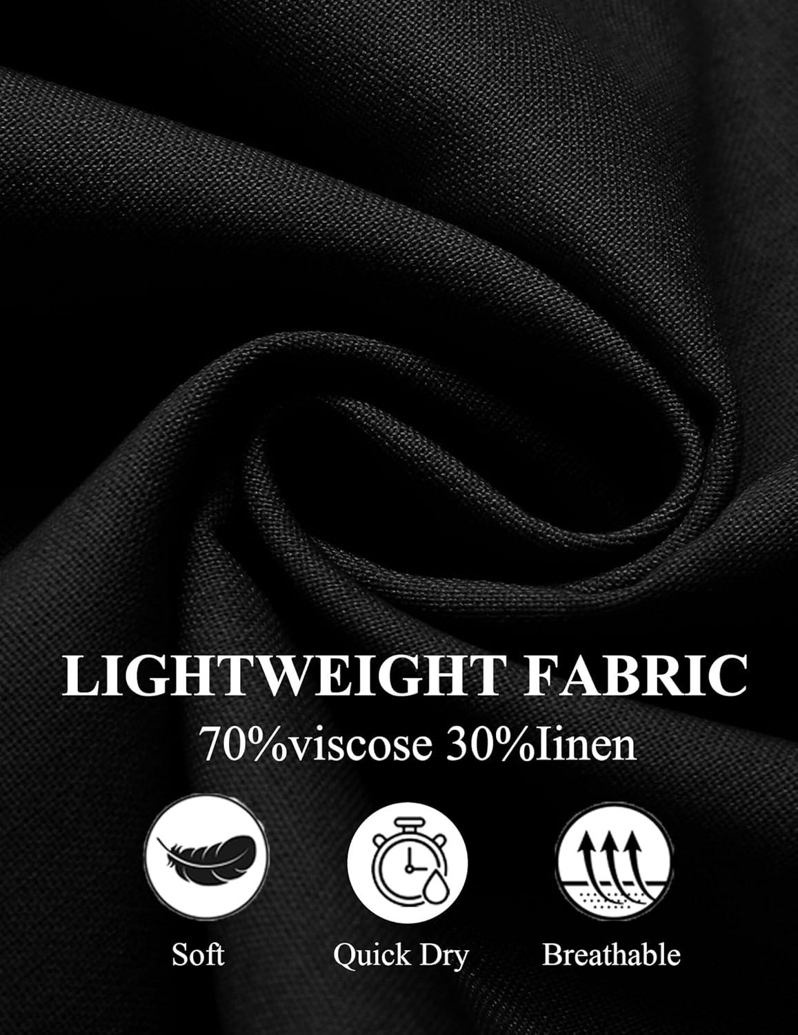 imageCOOFANDY Mens Linen Harem Capri Pants Lightweight Loose 34 Shorts Drawstring Elastic Waist Casual Beach Boho Yoga TrousersBlack