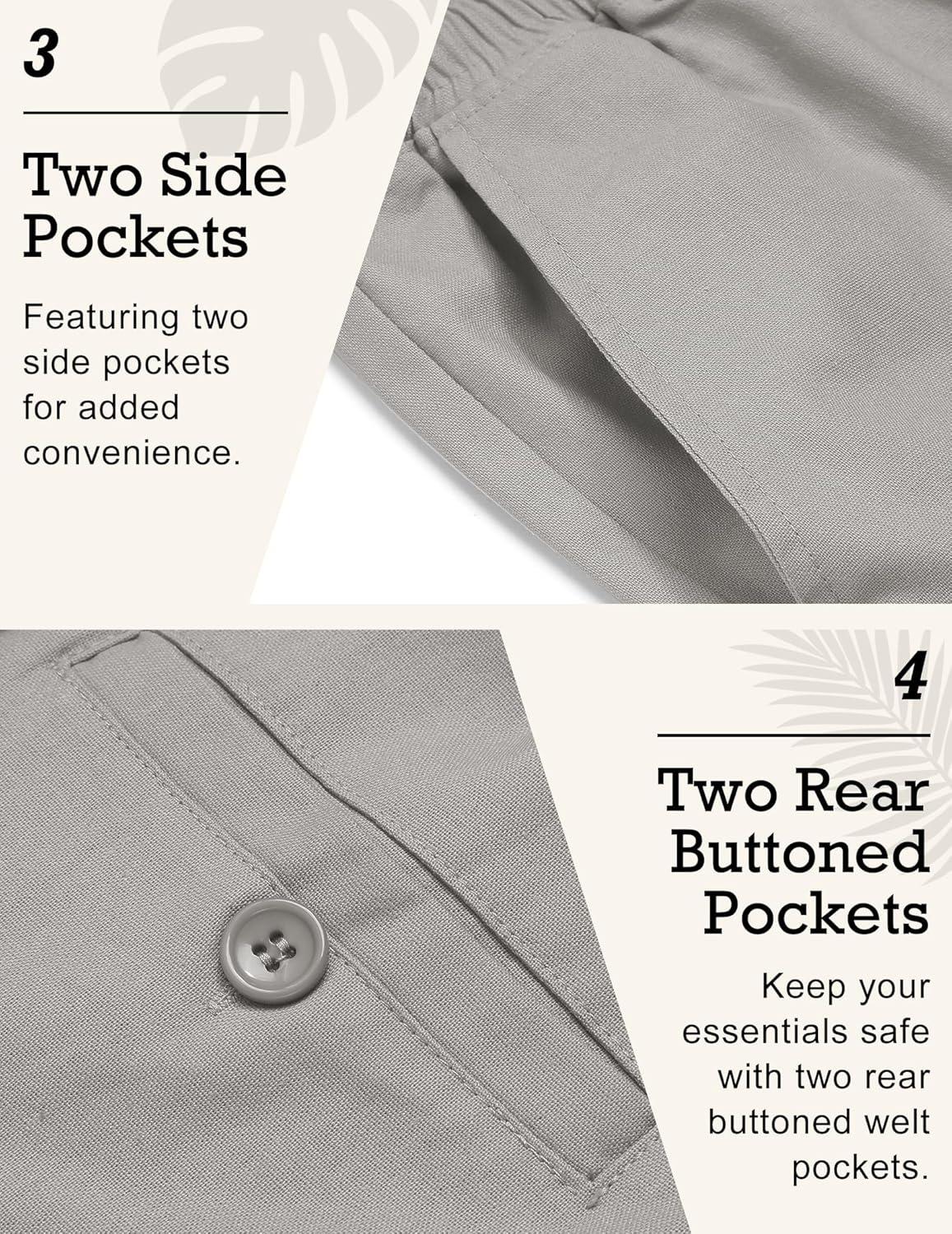 imageCOOFANDY Mens Linen Pants Casual Elastic Waist Drawstring Beach TrousersGrey