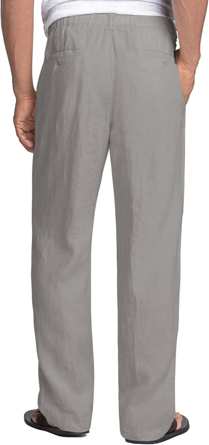 imageCOOFANDY Mens Linen Pants Casual Elastic Waist Drawstring Beach TrousersGrey