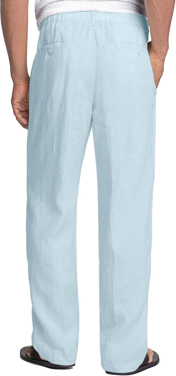 imageCOOFANDY Mens Linen Pants Casual Elastic Waist Drawstring Beach TrousersLight Blue