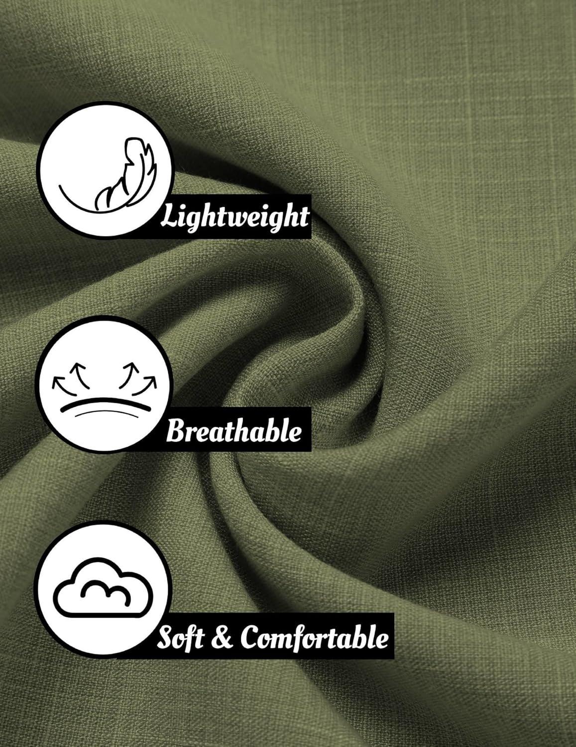 imageCOOFANDY Mens Linen Shirts Short Sleeve Casual Shirts Button Down Shirt for Men Beach Summer Wedding ShirtOlive Green