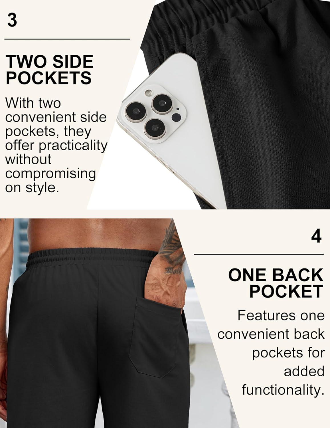 imageCOOFANDY Mens Linen Shorts Casual Drawstring Elastic Waist Lightweight Summer Vacation Beach ShortsBlack