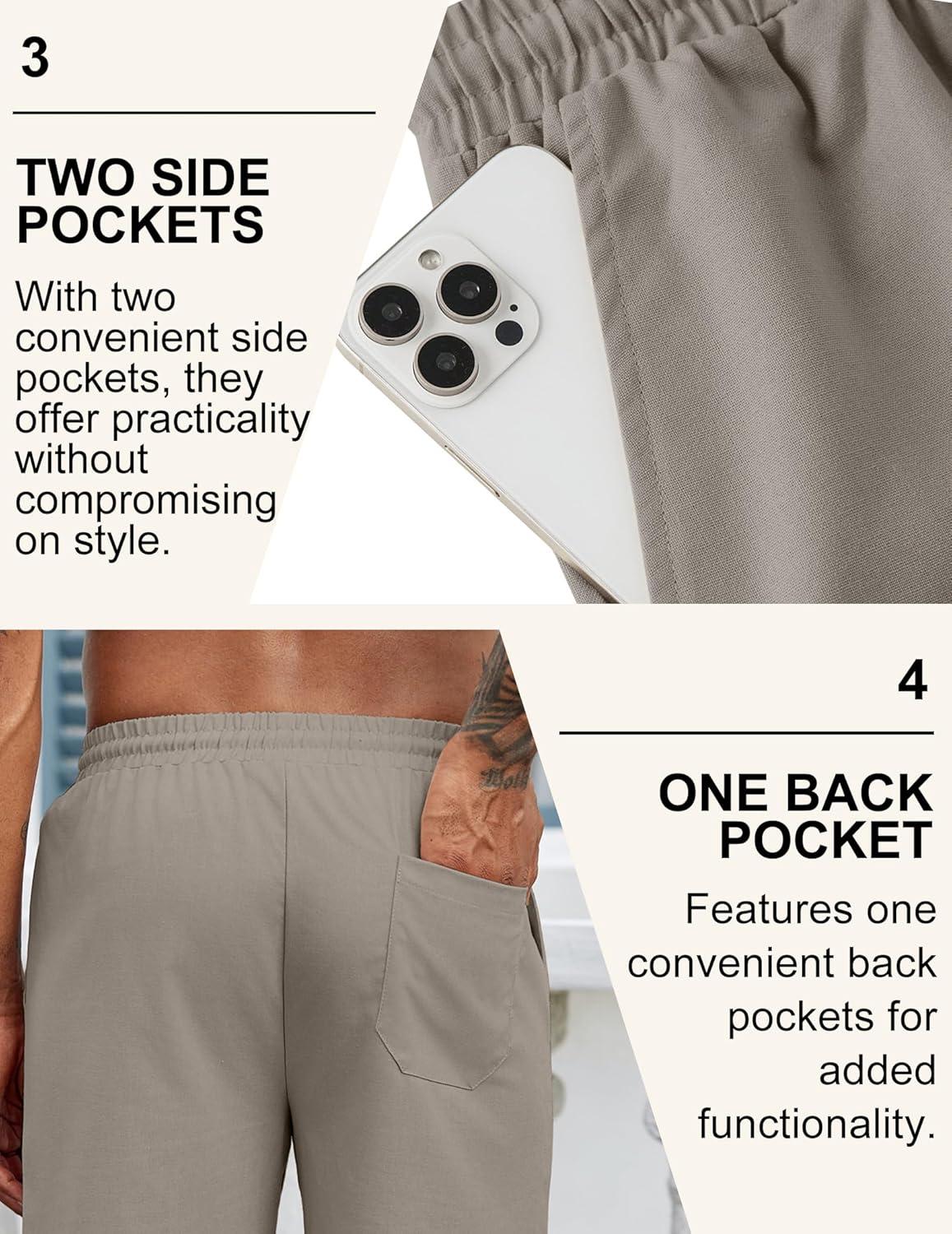 imageCOOFANDY Mens Linen Shorts Casual Drawstring Elastic Waist Lightweight Summer Vacation Beach ShortsDark Grey