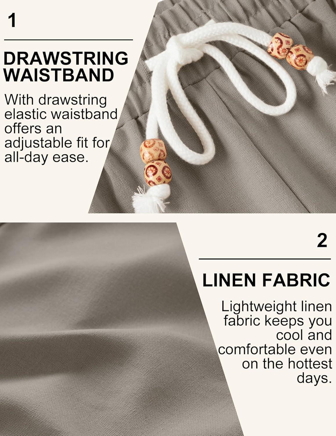 imageCOOFANDY Mens Linen Shorts Casual Drawstring Elastic Waist Lightweight Summer Vacation Beach ShortsDark Grey