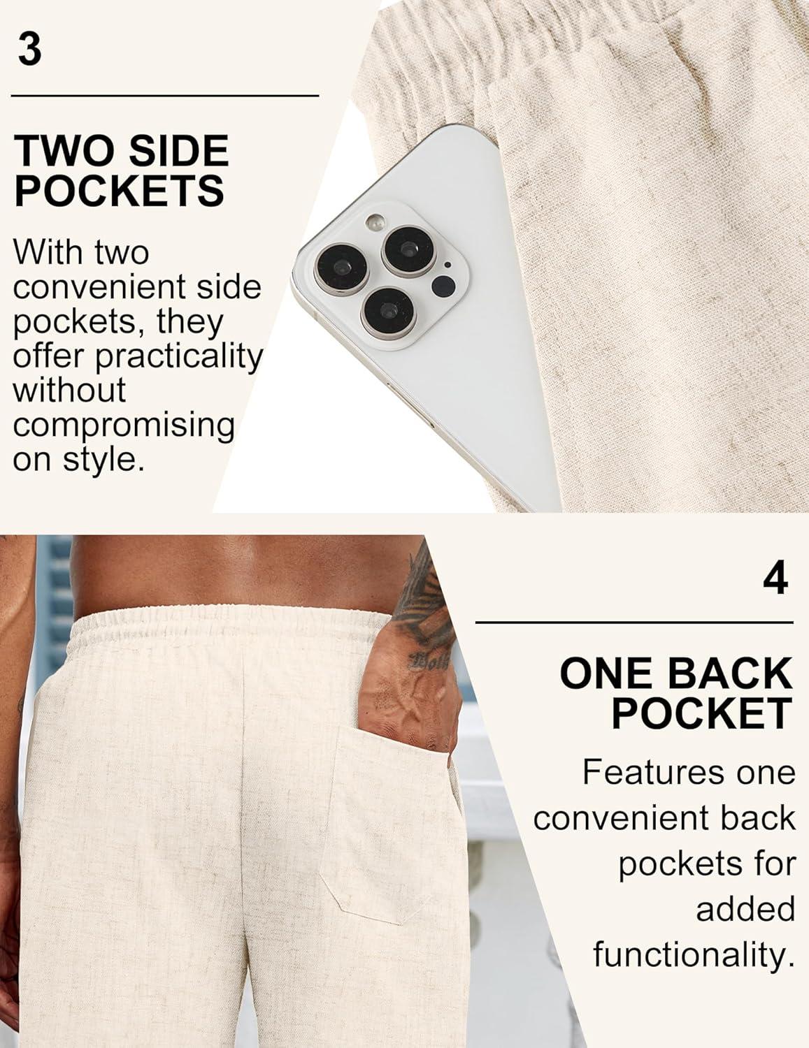 imageCOOFANDY Mens Linen Shorts Casual Drawstring Elastic Waist Lightweight Summer Vacation Beach ShortsLight Khaki Khaki