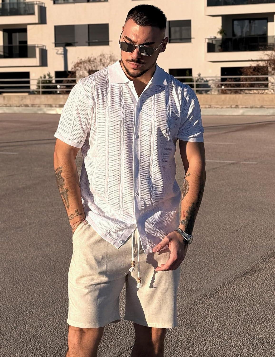 imageCOOFANDY Mens Linen Shorts Casual Drawstring Elastic Waist Lightweight Summer Vacation Beach ShortsLight Khaki