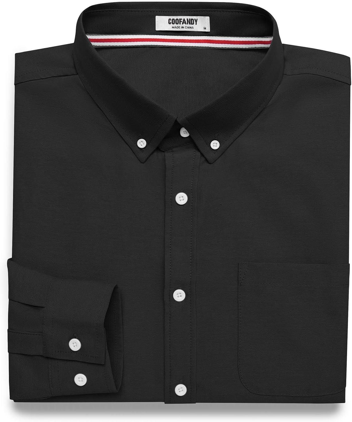 imageCOOFANDY Mens Long Sleeve Button Down Shirt Casual Untucked Shirts for Men Oxford Dress ShirtsBlack