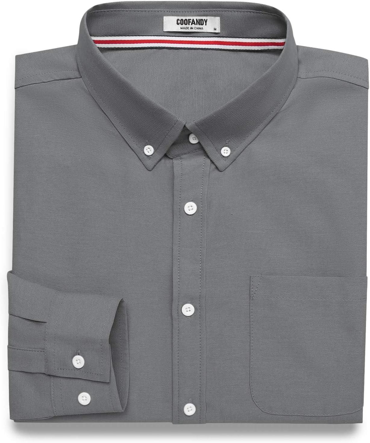 imageCOOFANDY Mens Long Sleeve Button Down Shirt Casual Untucked Shirts for Men Oxford Dress ShirtsGray