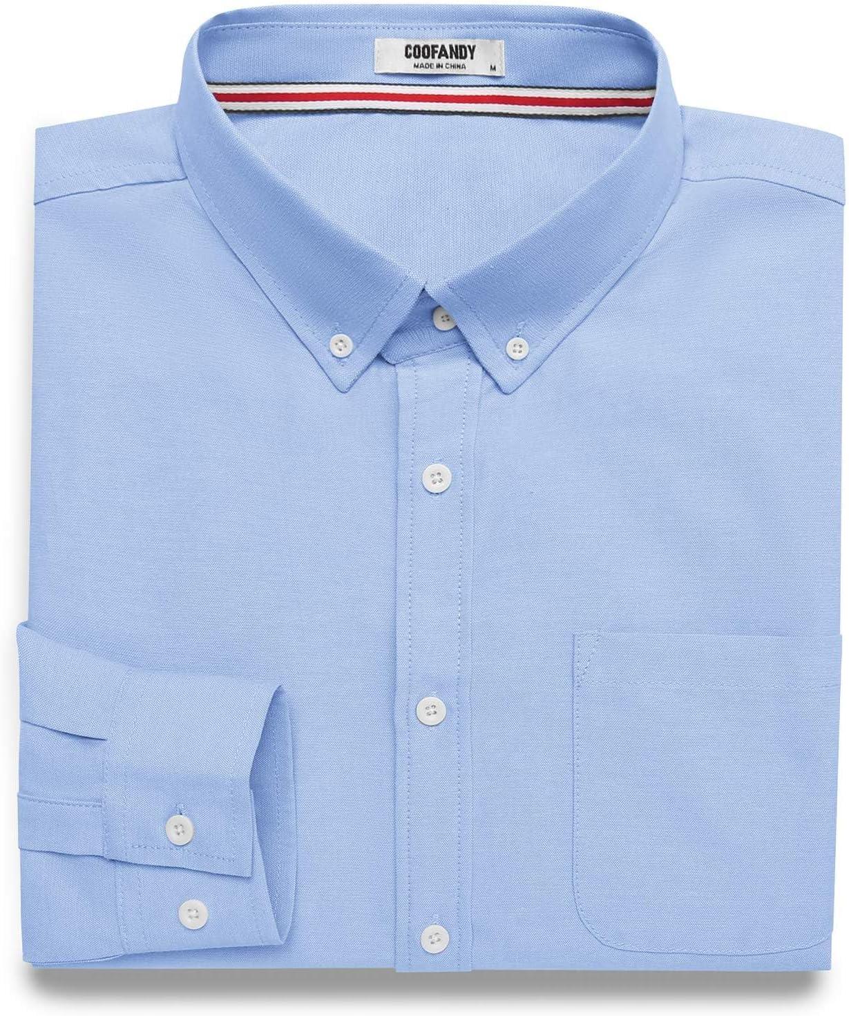 imageCOOFANDY Mens Long Sleeve Button Down Shirt Casual Untucked Shirts for Men Oxford Dress ShirtsLight Blue