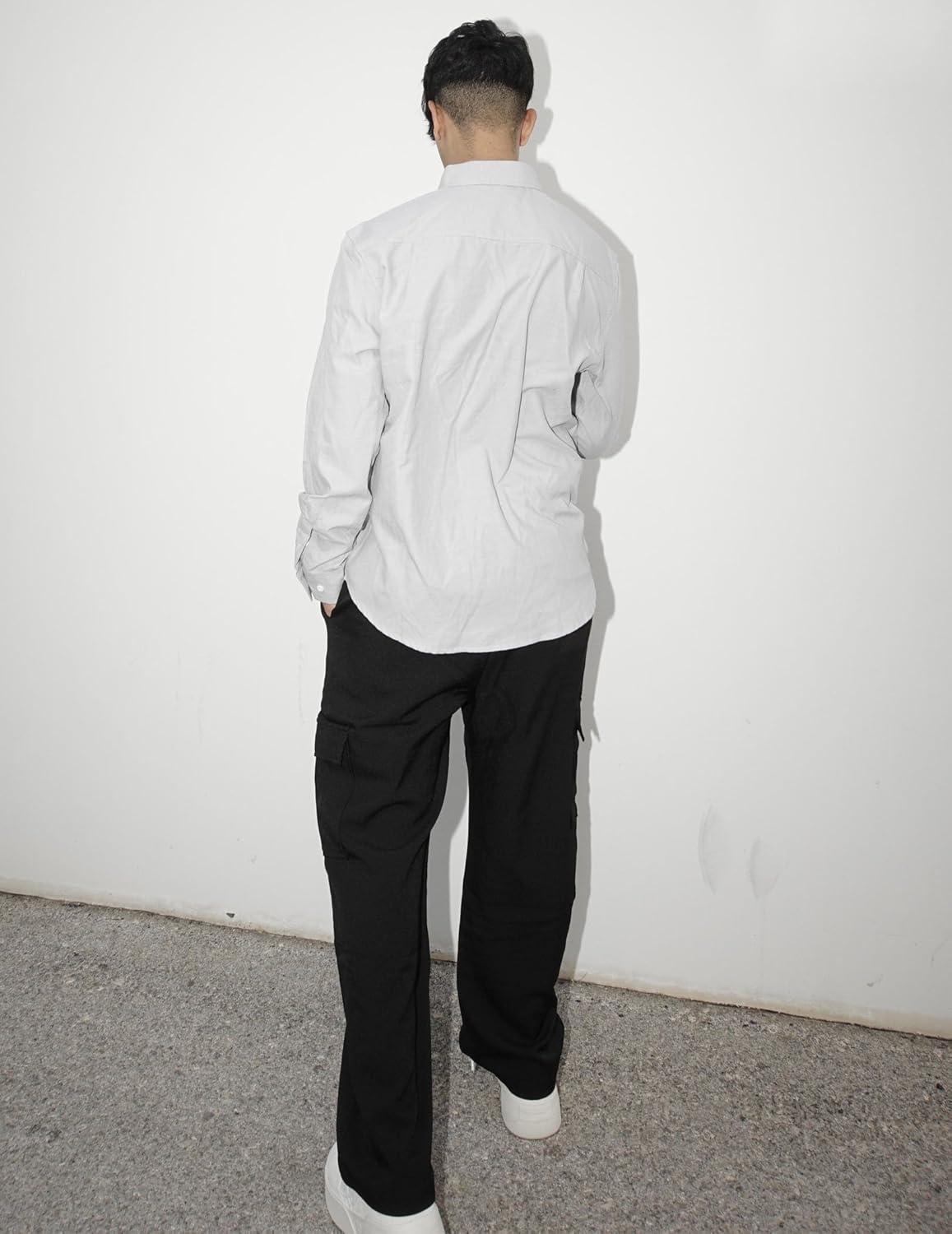 imageCOOFANDY Mens Long Sleeve Button Down Shirt Casual Untucked Shirts for Men Oxford Dress ShirtsLight Gray