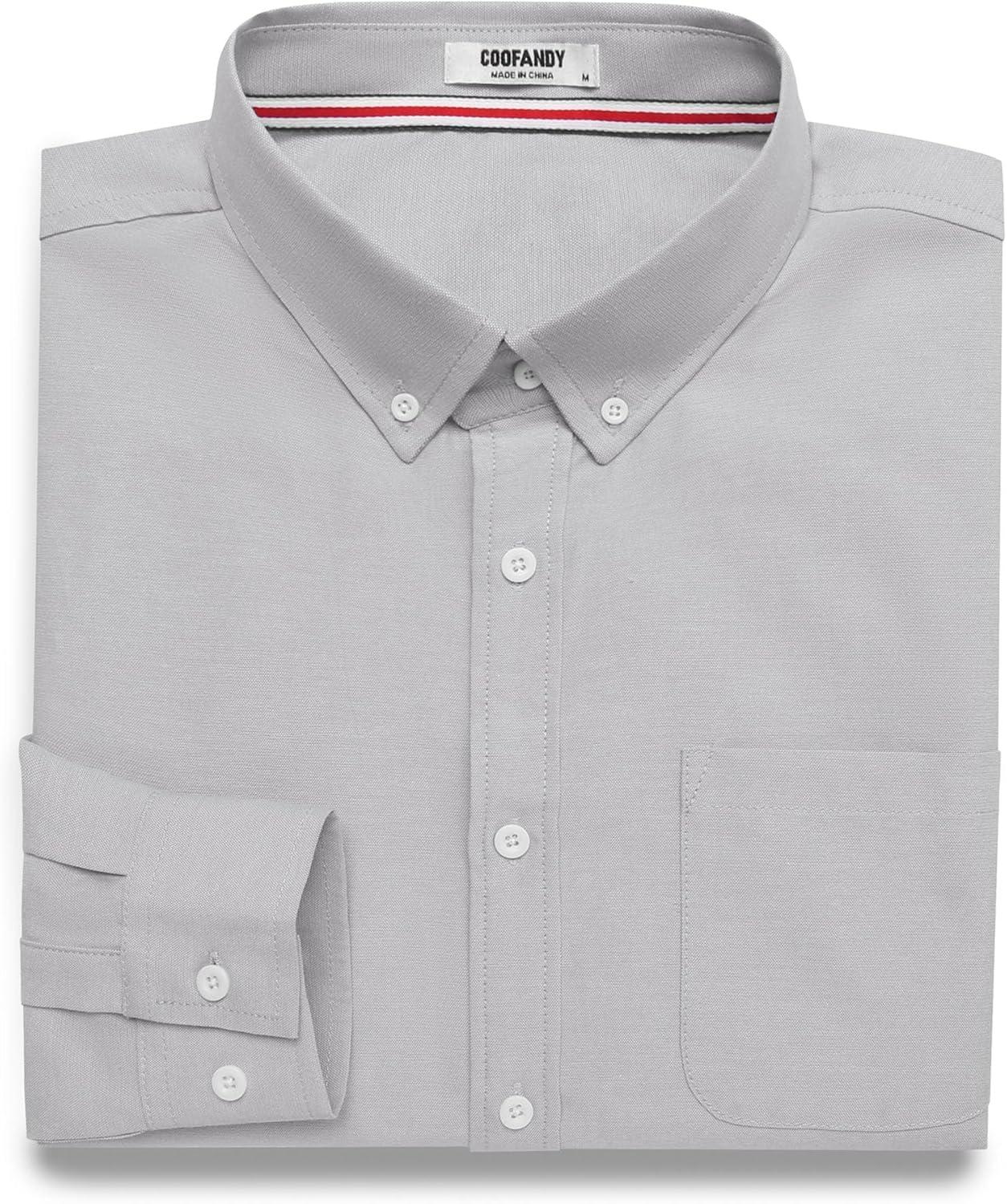 imageCOOFANDY Mens Long Sleeve Button Down Shirt Casual Untucked Shirts for Men Oxford Dress ShirtsLight Gray