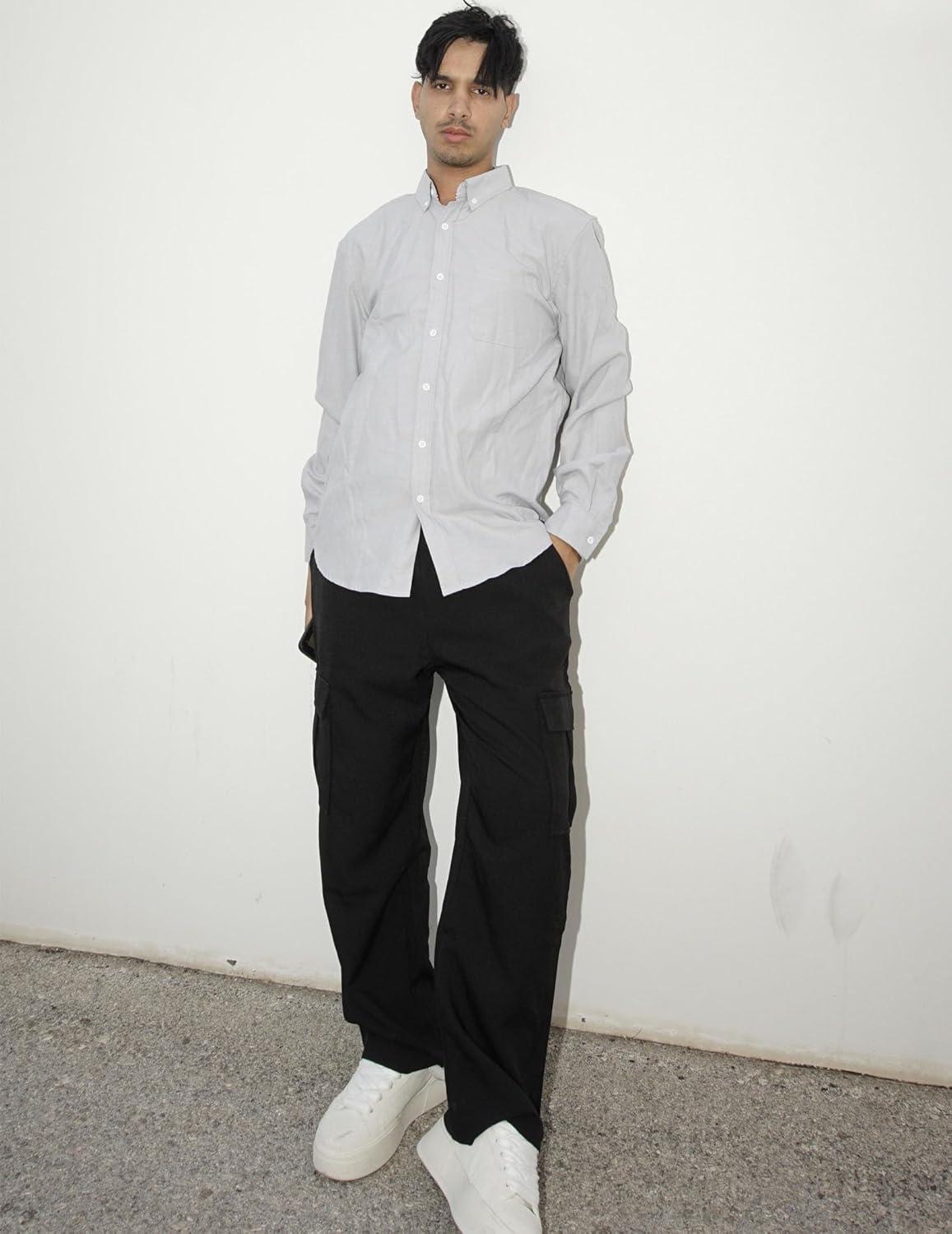 imageCOOFANDY Mens Long Sleeve Button Down Shirt Casual Untucked Shirts for Men Oxford Dress ShirtsLight Gray