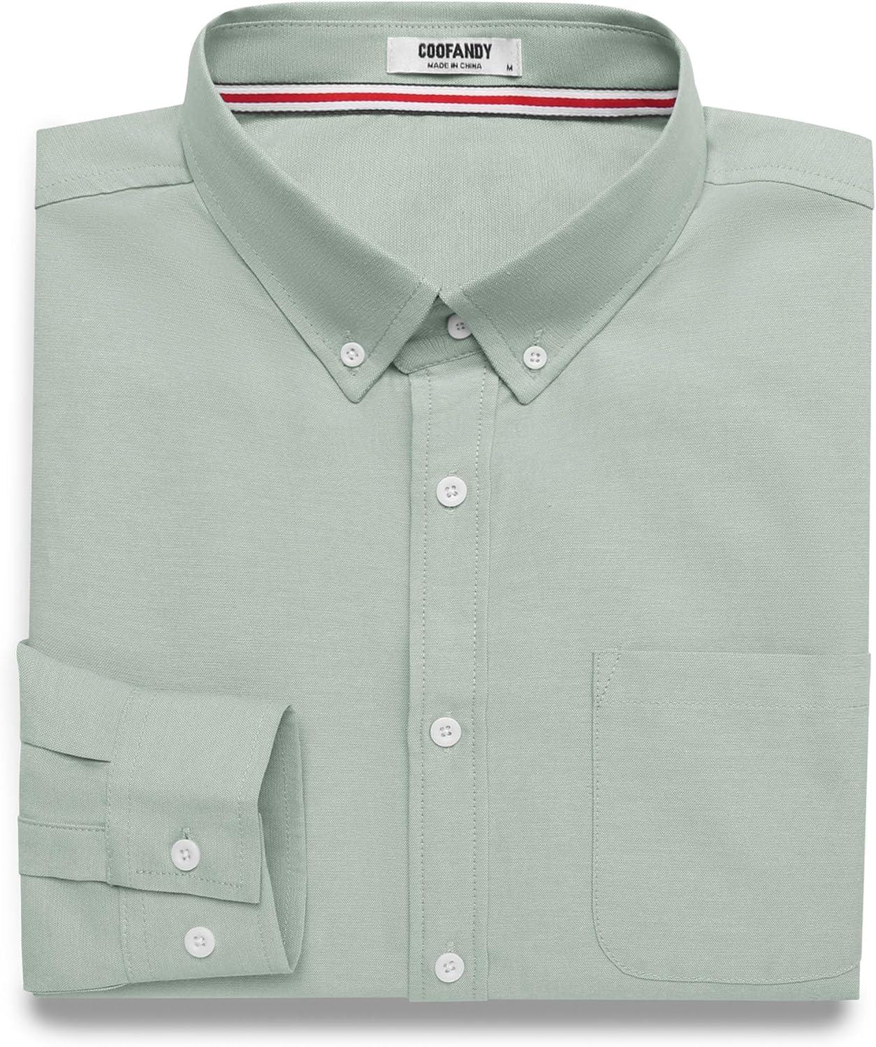 imageCOOFANDY Mens Long Sleeve Button Down Shirt Casual Untucked Shirts for Men Oxford Dress ShirtsLight Green