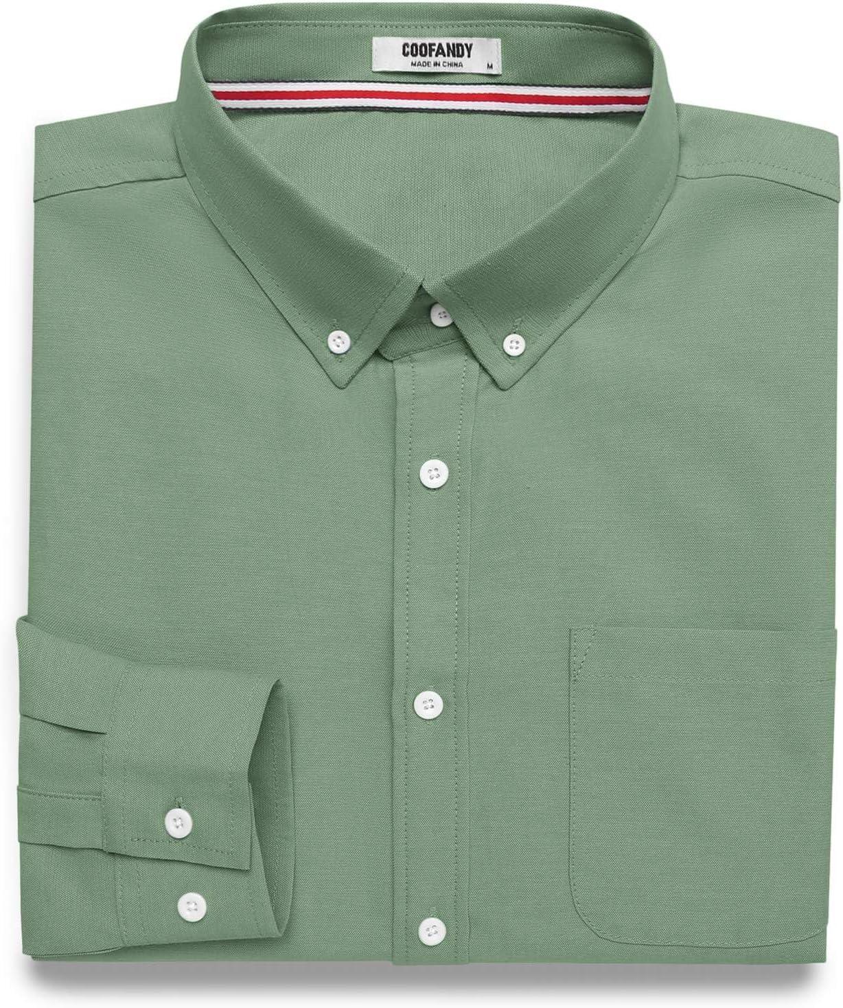 imageCOOFANDY Mens Long Sleeve Button Down Shirt Casual Untucked Shirts for Men Oxford Dress ShirtsSage Green