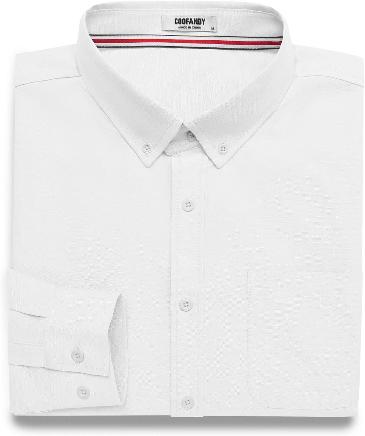 imageCOOFANDY Mens Long Sleeve Button Down Shirt Casual Untucked Shirts for Men Oxford Dress ShirtsWhite