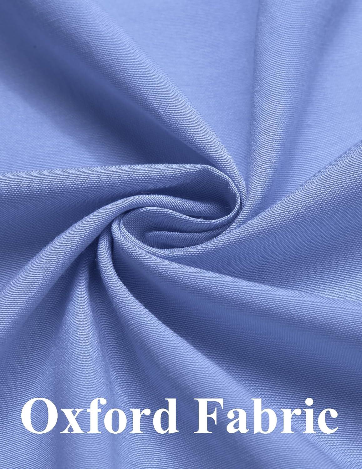 imageCOOFANDY Mens Long Sleeve Oxford Dress Shirts Chambray Button Down Shirt Casual Band Collar ShirtsBlue